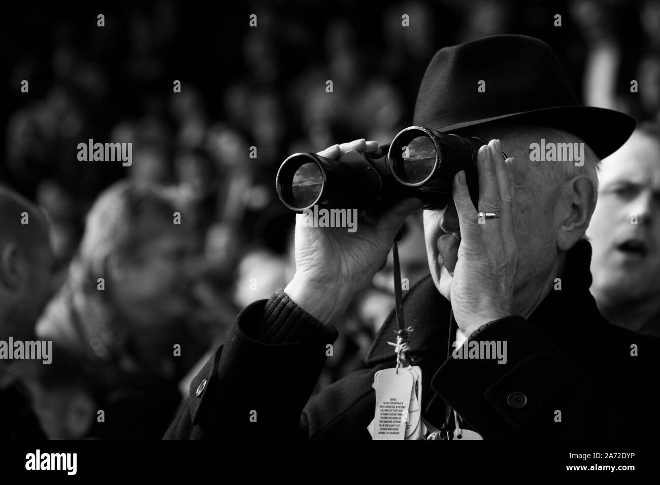 L'homme regardant la course Banque D'Images
