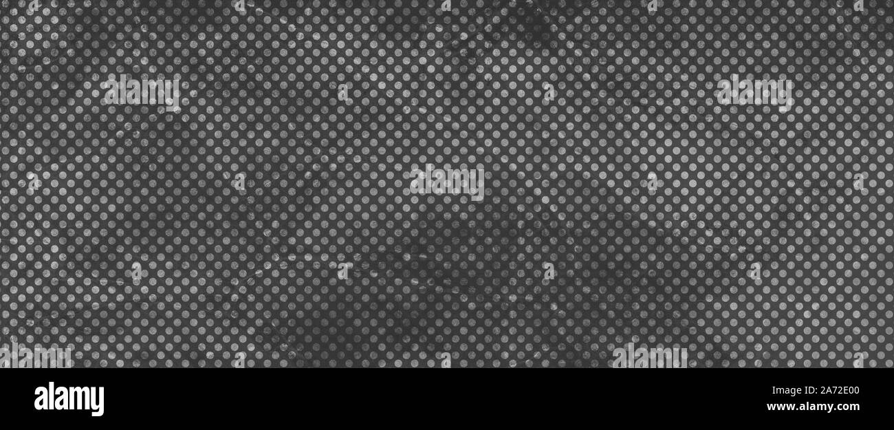 Vieux fond bleu à pois noir plissé avec rides et distressed grunge texture décolorées, rétro motif de cercles Banque D'Images