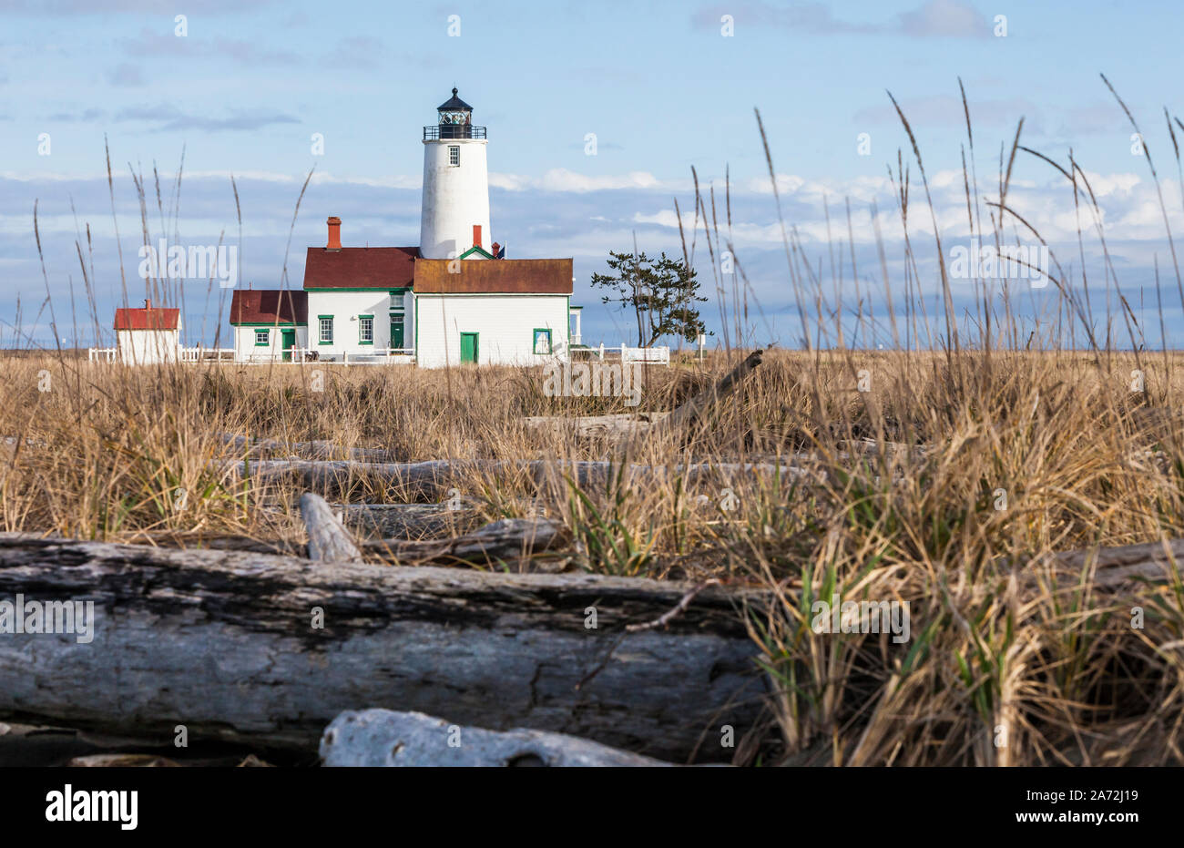 Le phare de Dungeness, Dungeness Spit State Park, Washington State, USA. Banque D'Images
