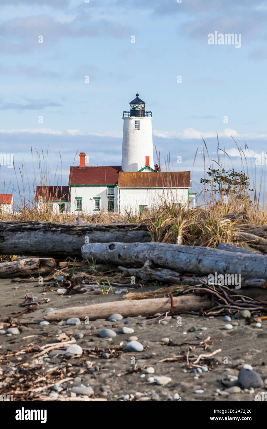 Le phare de Dungeness, Dungeness Spit State Park, Washington State, USA. Banque D'Images