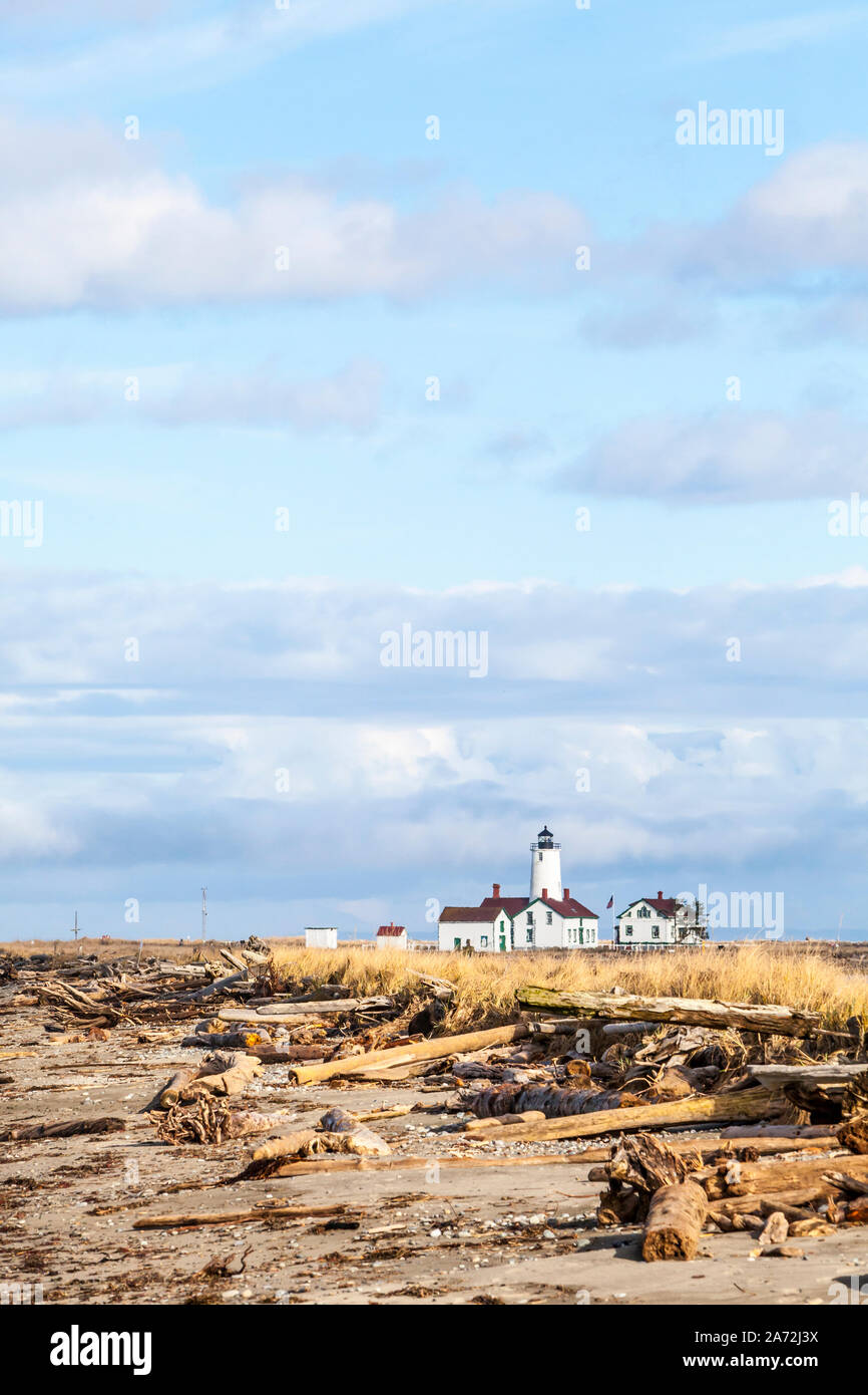 Le phare de Dungeness, Dungeness Spit State Park, Washington State, USA. Banque D'Images