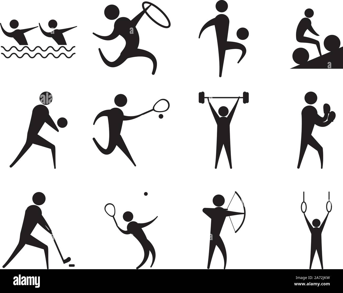Les gens silhouette sport autre activité icons set vector illustration ...
