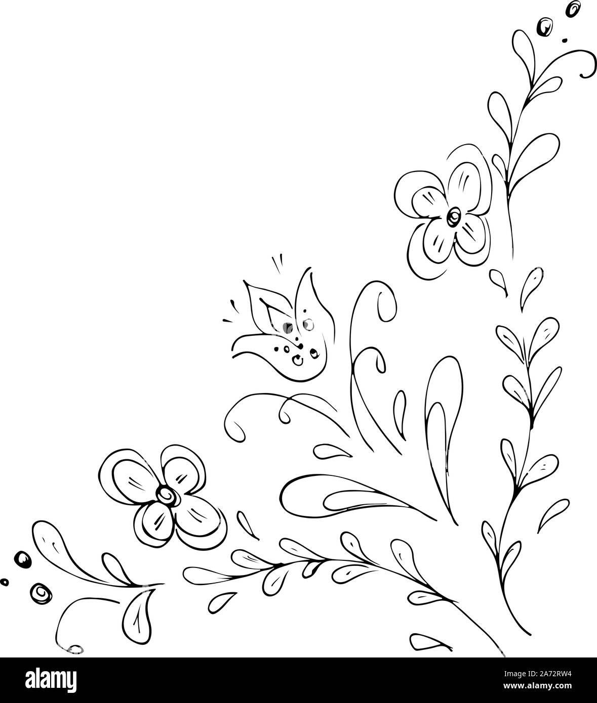 Dessinés à la main, gravée abstract orchid. Fleurs rétro contour main orchidée, grande conception pour tout usage. Contours vecteur. Arrière-plan de la nature. Scieries de pla Illustration de Vecteur