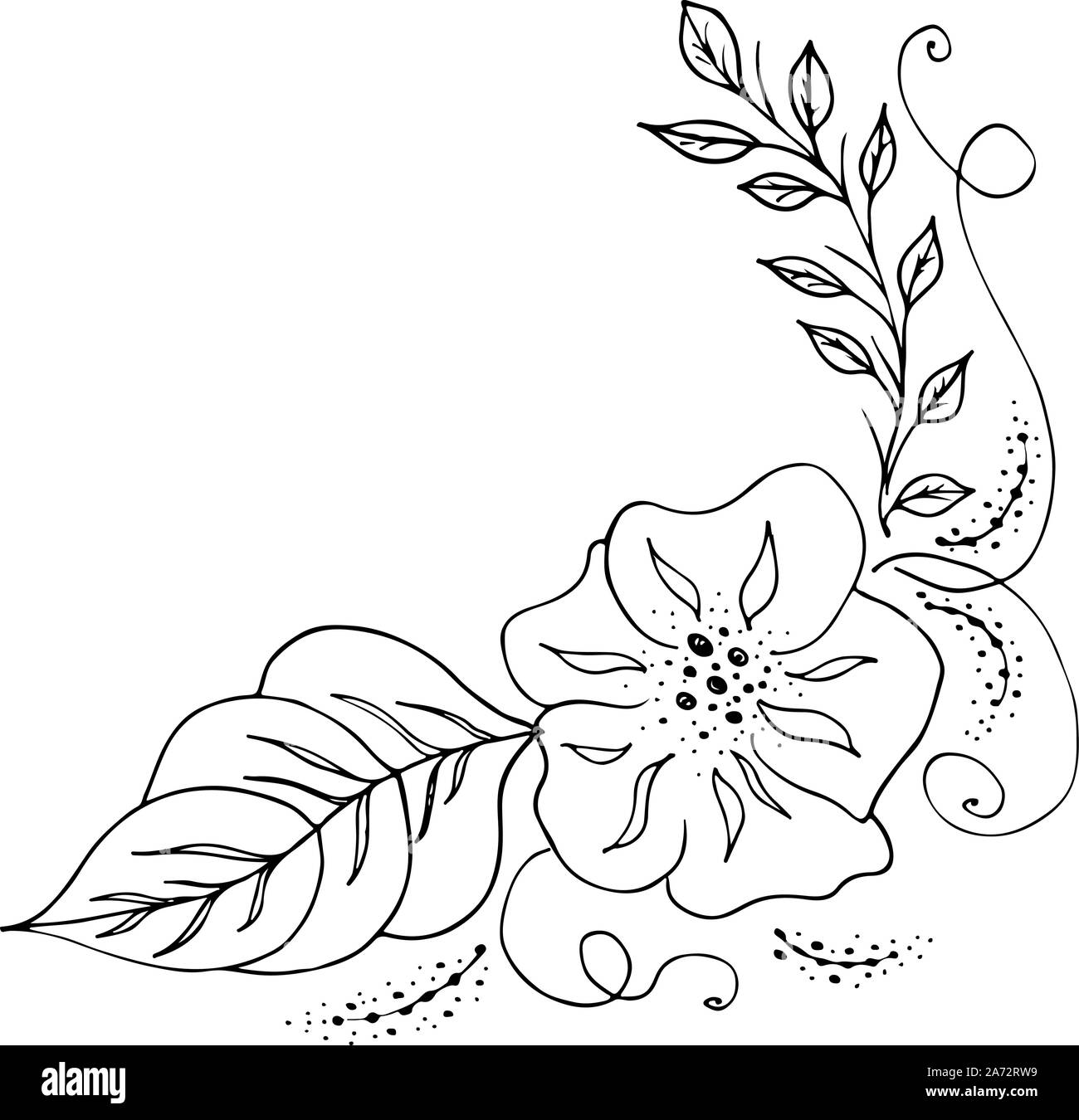 Dessinés à la main, gravée abstract orchid. Fleurs rétro contour main orchidée, grande conception pour tout usage. Contours vecteur. Arrière-plan de la nature. Scieries de pla Illustration de Vecteur