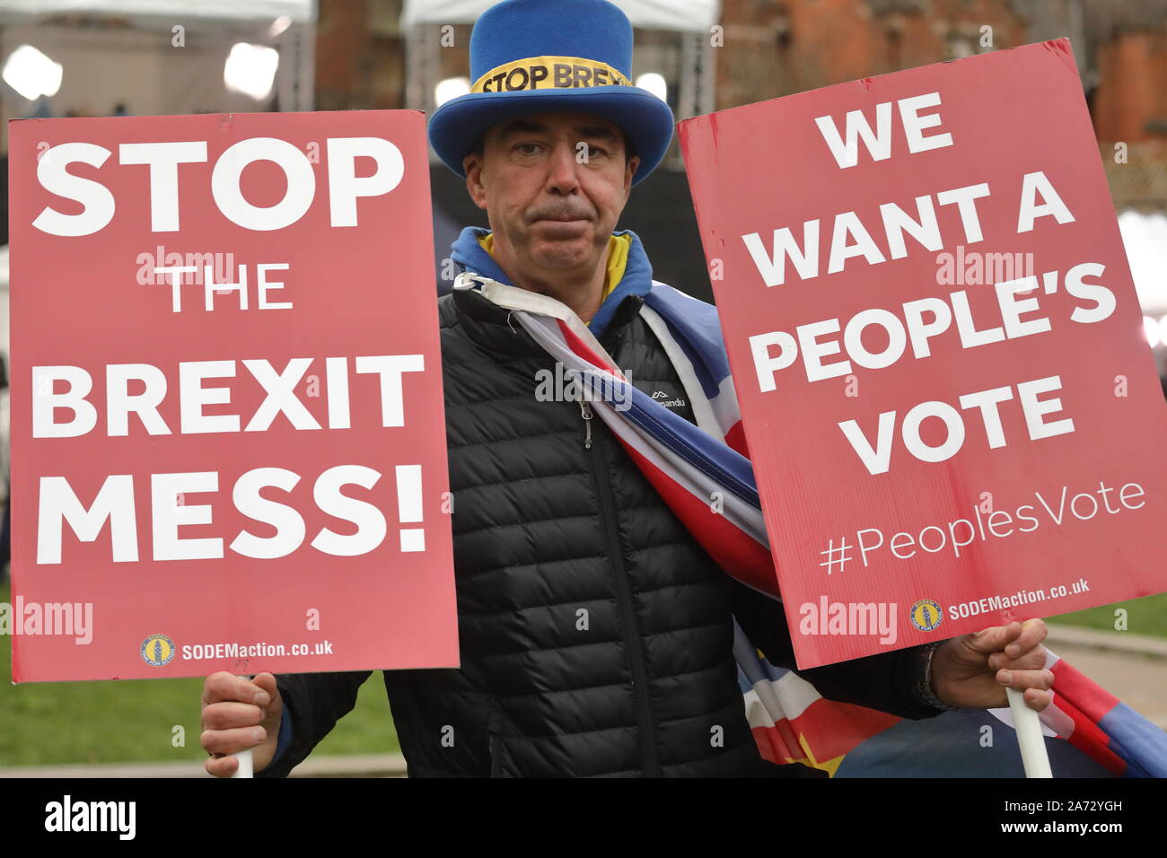 Militante Anti-Brexit Steve Bray. Banque D'Images