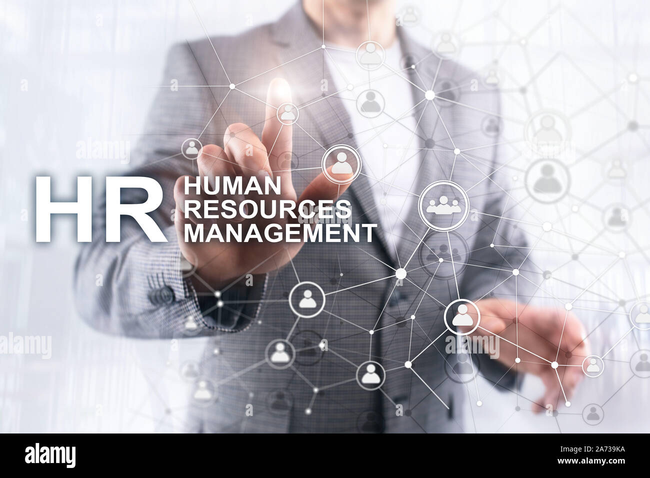 La gestion des ressources humaines, RH, Team Building et de recrutement concept sur fond flou. Banque D'Images