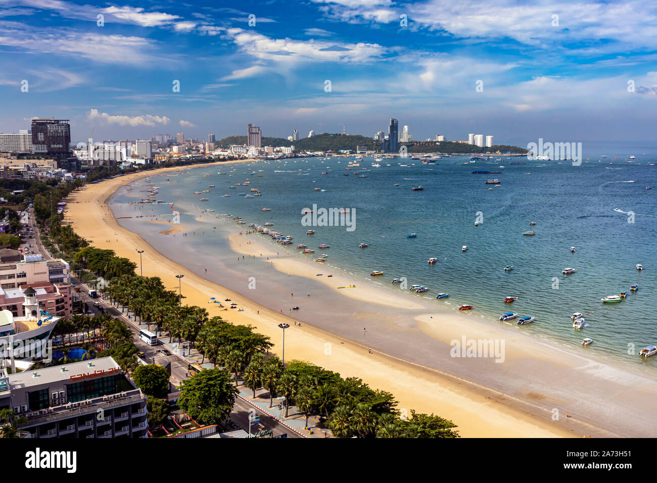 Pattaya Beach vue paysage, Chon Buri, Thaïlande Banque D'Images