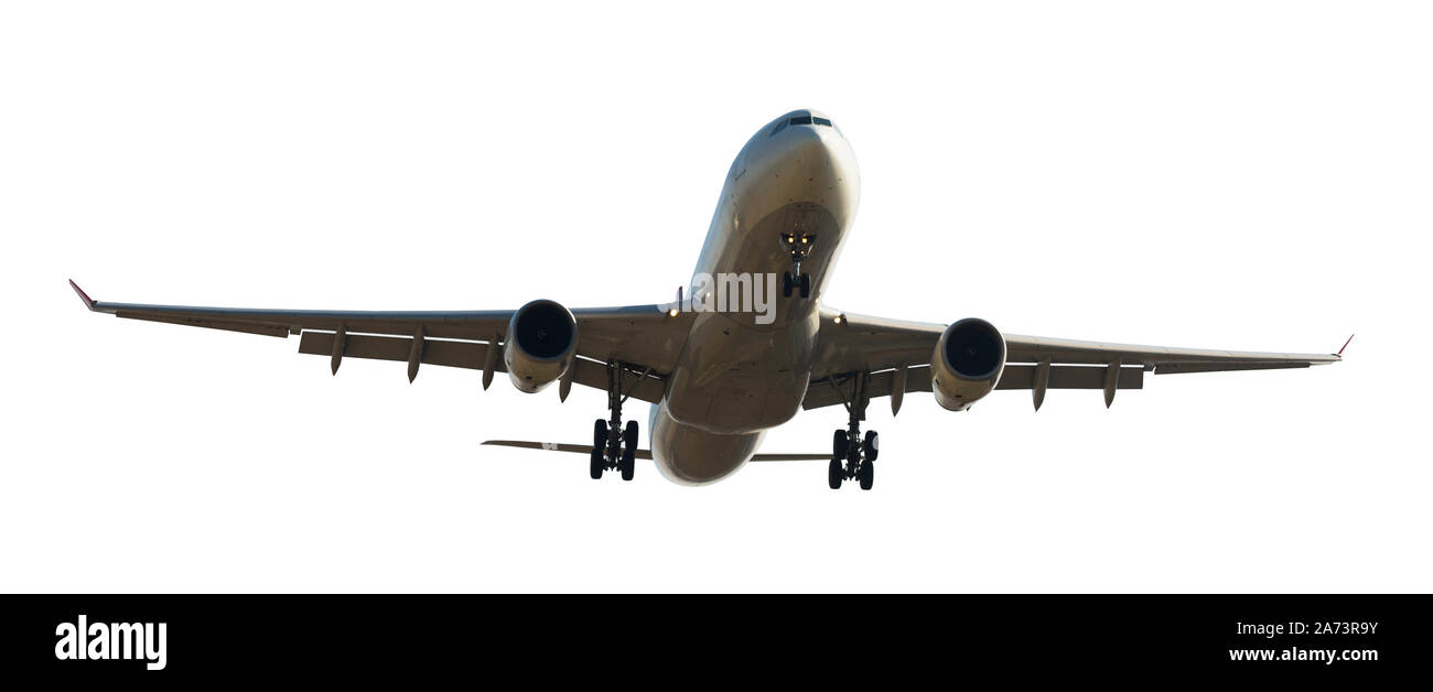Avion de passagers isolé sur fond blanc Banque D'Images