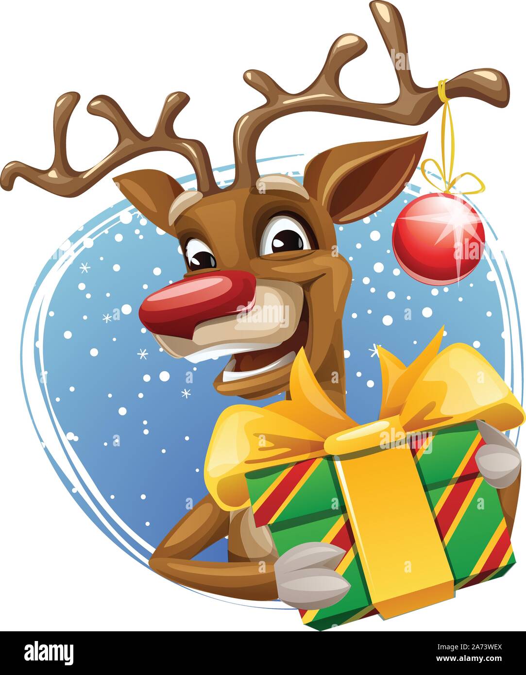 Carte de Noël vecteur avec funny cartoon caractères Rennes Illustration de Vecteur