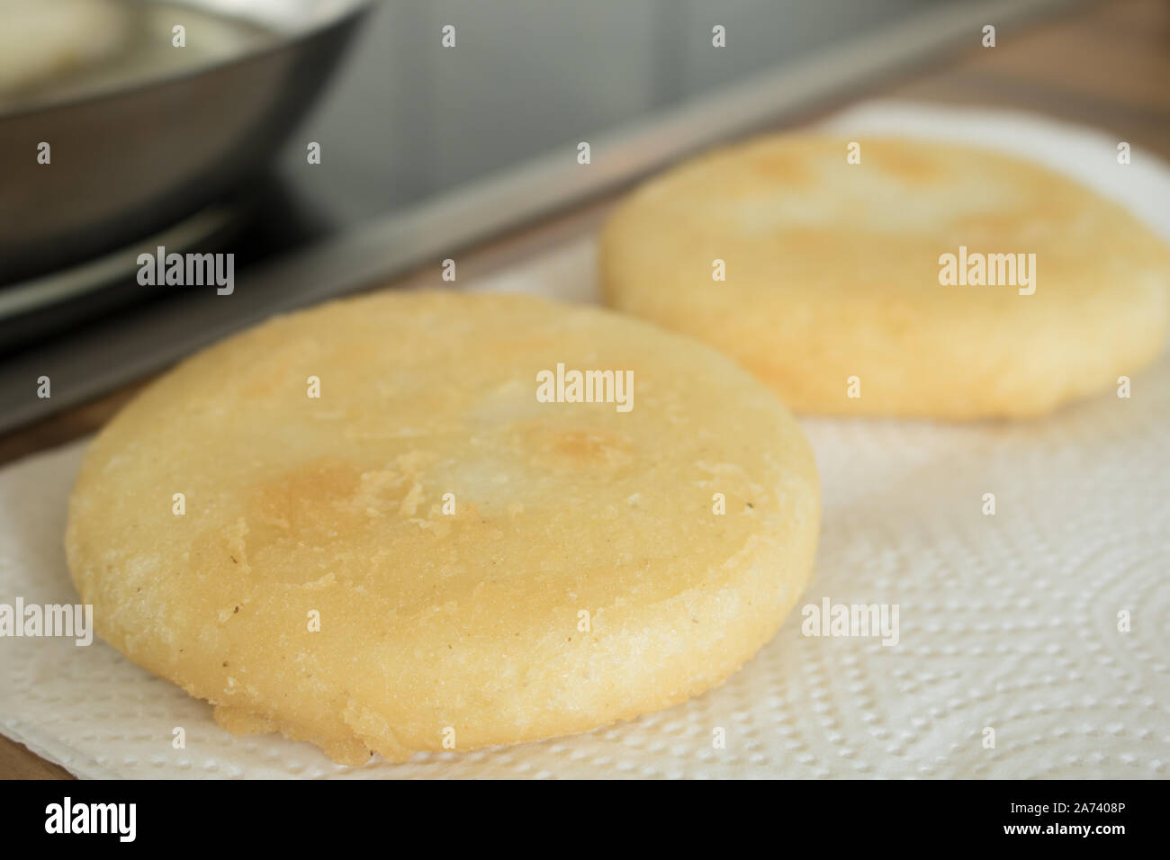 La photographie de la nourriture ou vénézuélien arepas colombien Banque D'Images