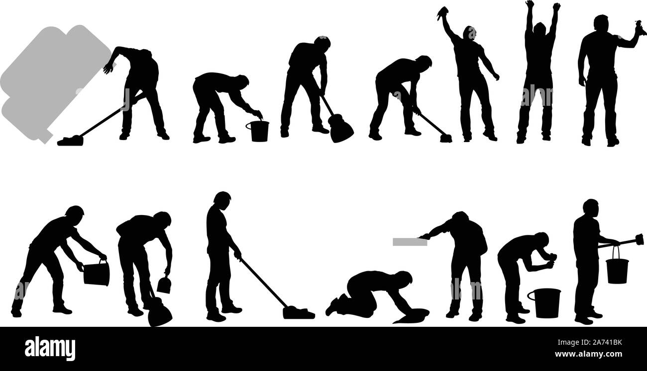 Black silhouettes de nettoyage Illustration de Vecteur