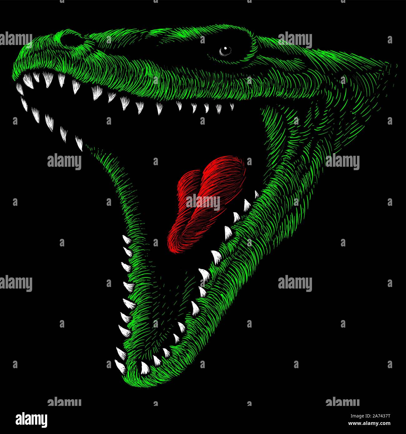 Le logo Vector dragon ou de dinosaures T-shirt print design ou d'extérieur. Style de chasse fond reptiles. Ce dessin serait agréable à faire sur la Illustration de Vecteur