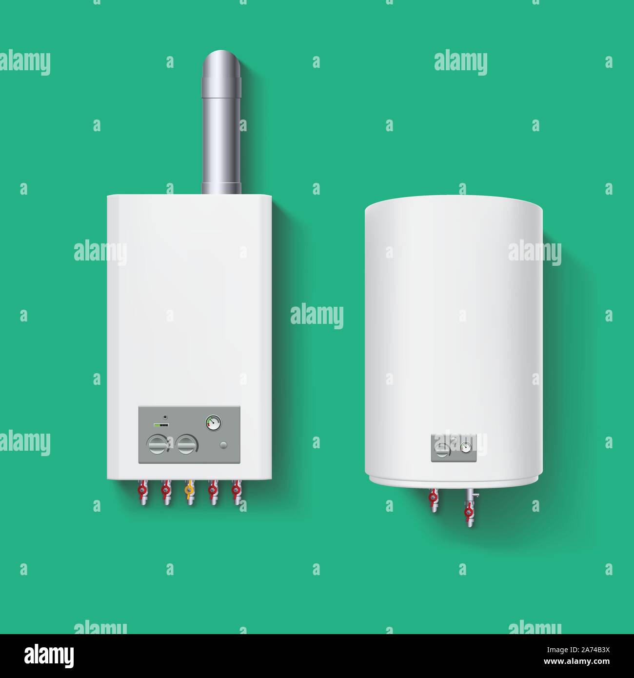 Chaudière à gaz sur vert Illustration de Vecteur