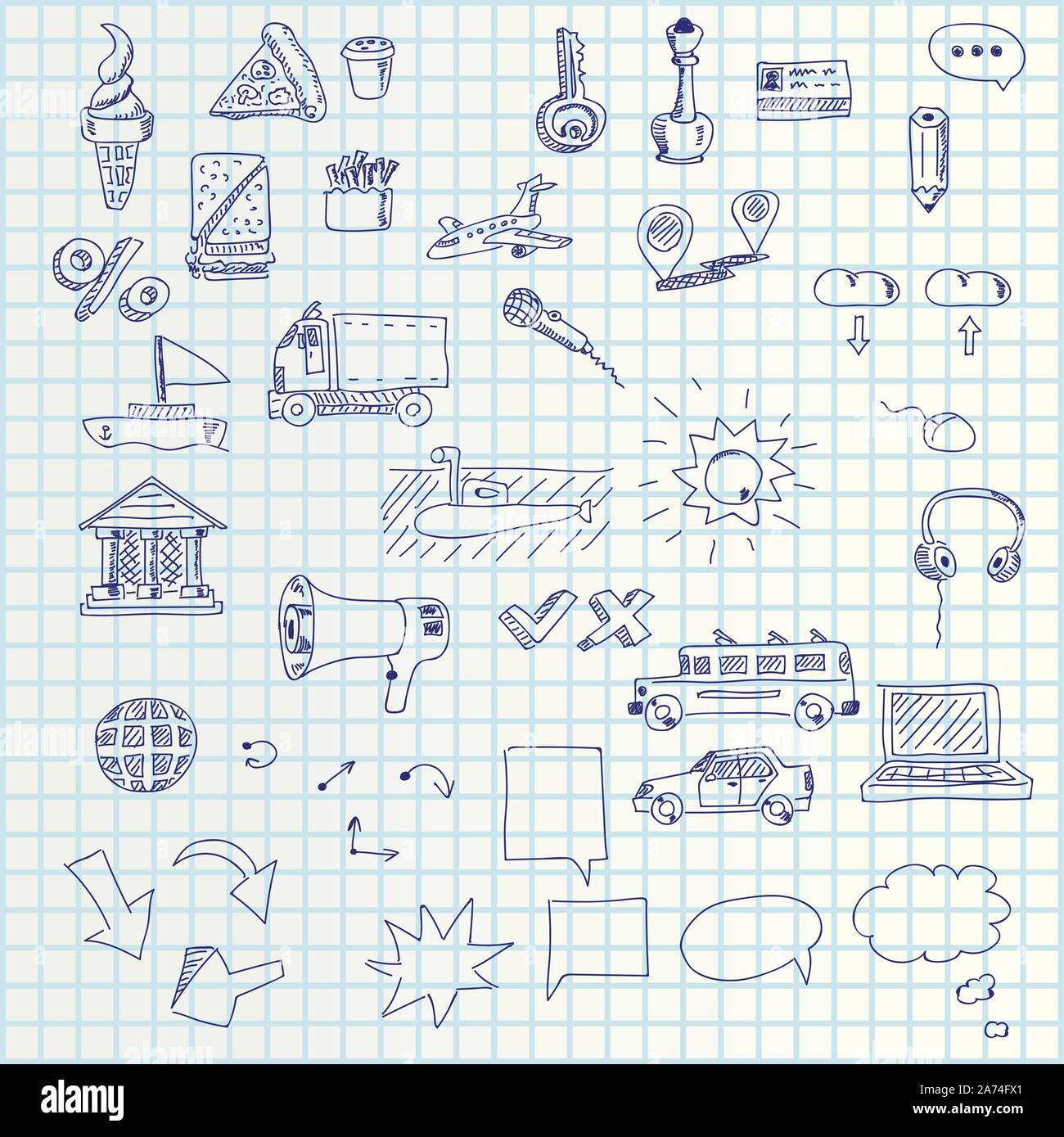 Dessiner à main icons Illustration de Vecteur