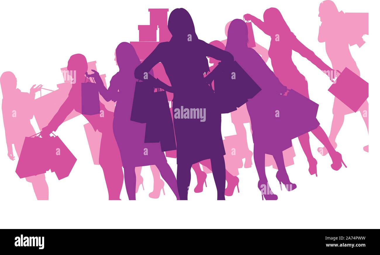 Woman shopping violet Illustration de Vecteur