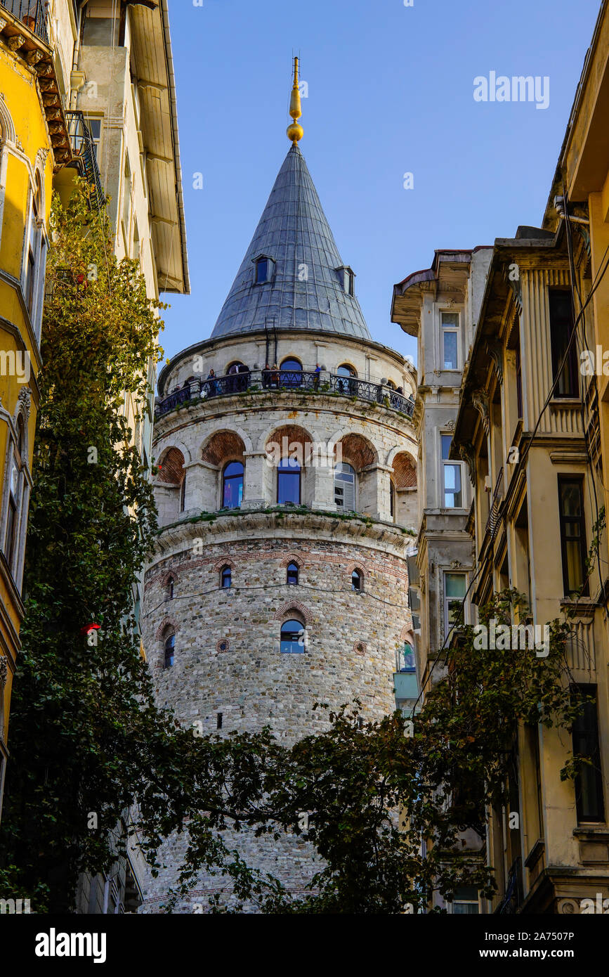 La tour de Galata, la vieille ville d'Istanbul, Turquie, le Bosphore. Banque D'Images