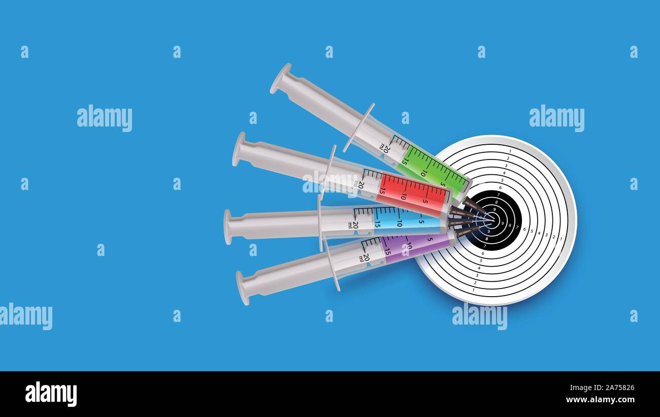 Seringues cible sur bleu Illustration de Vecteur