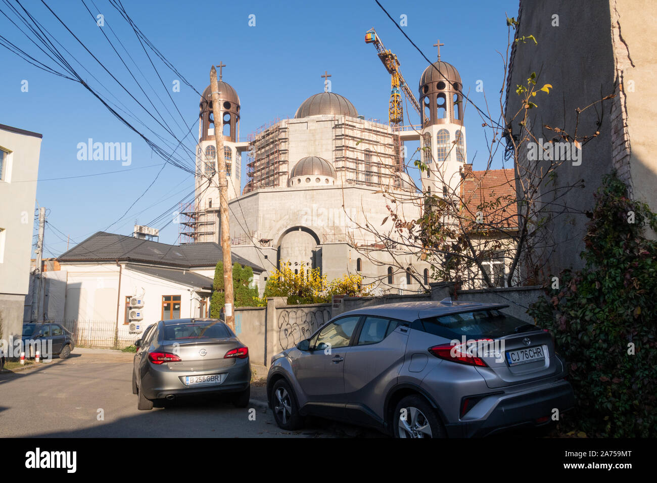 Cluj Napoca, Roumanie - 24 Oct, 2019 : une église orthodoxe traditionnelle en construction à Cluj Napoca, une des plus grandes villes de Transylvanie, Roumanie. Je Banque D'Images