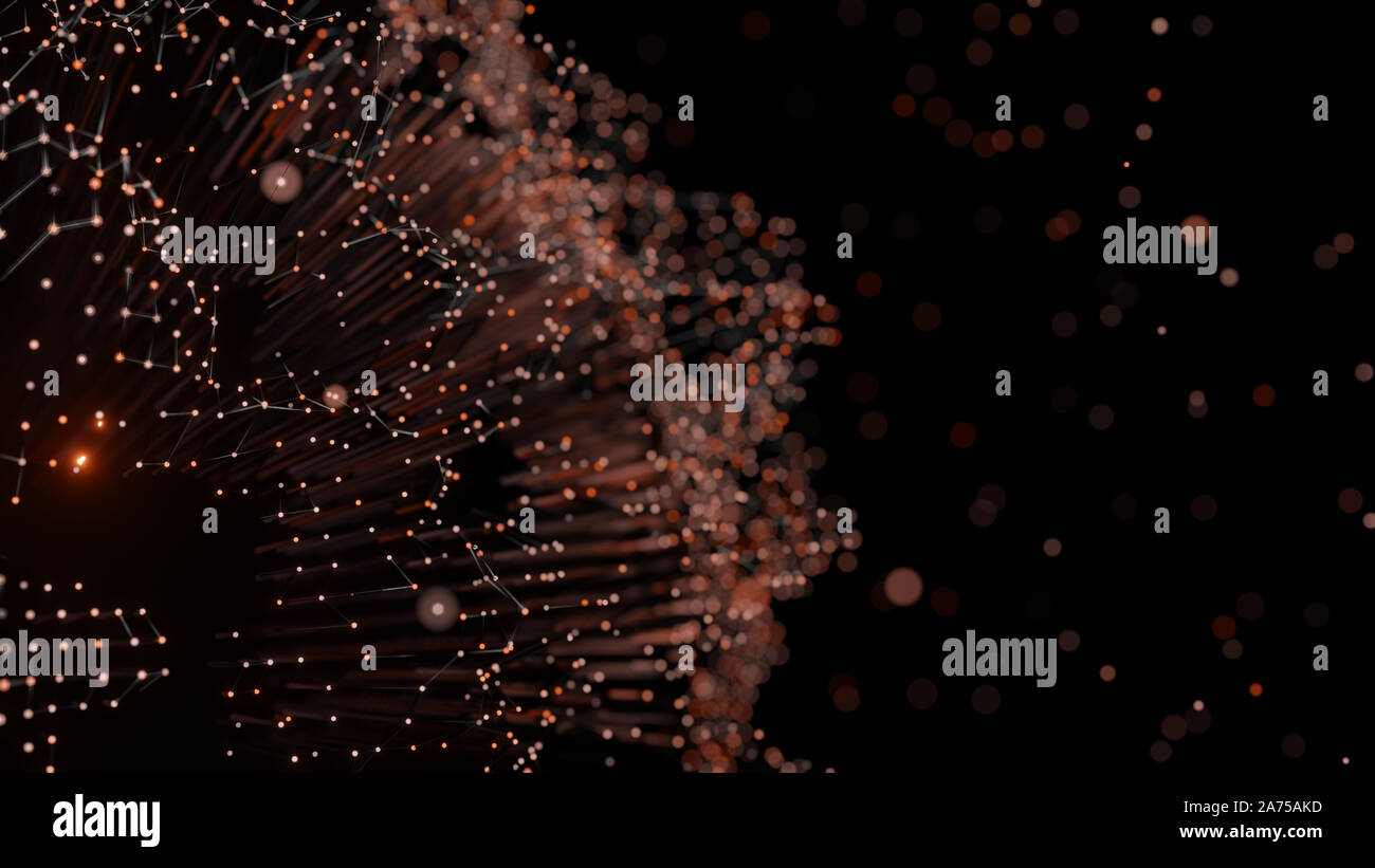Lignes et points de connexion autour de Earth globe, technologie futuriste. 3D illustration Banque D'Images