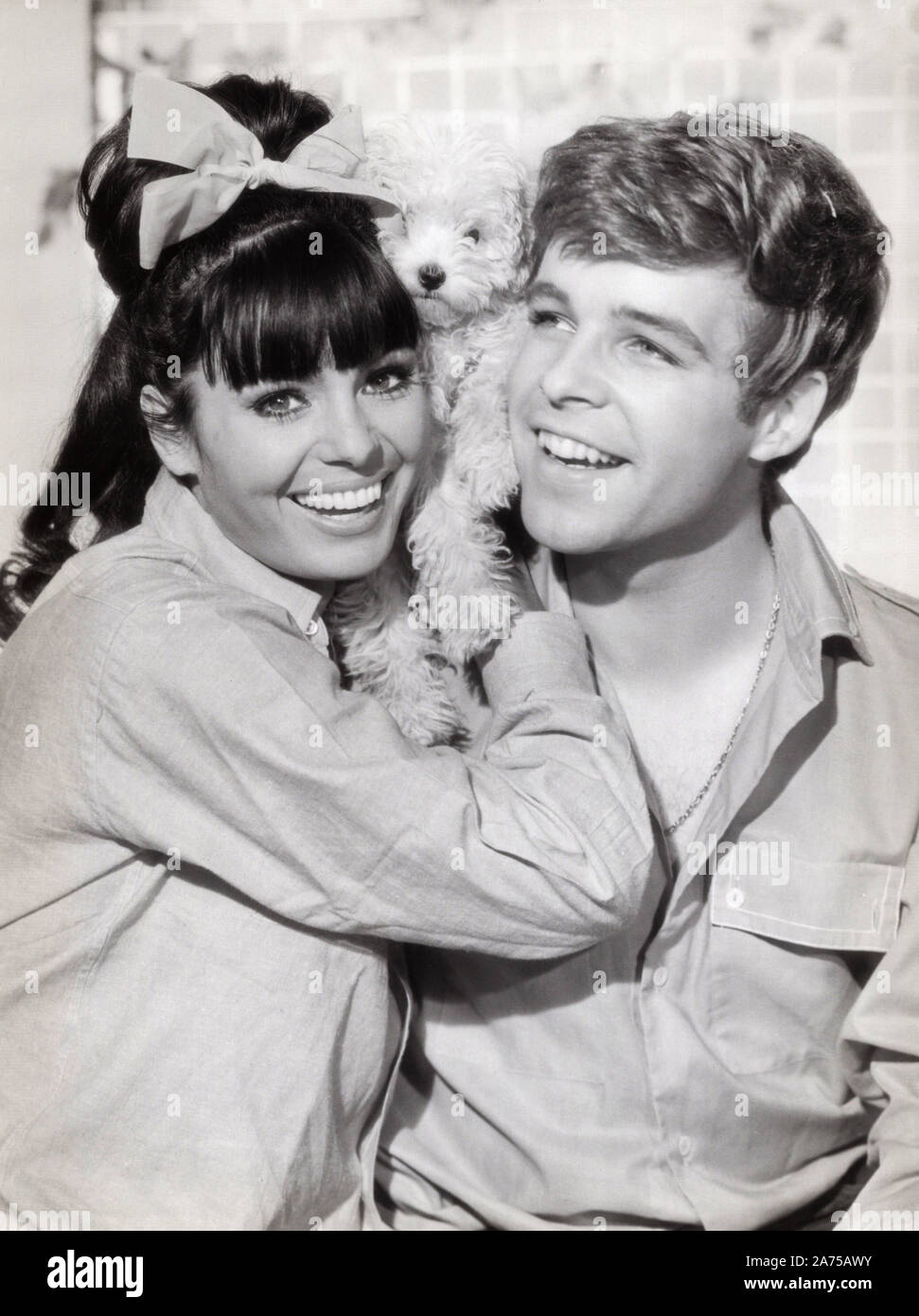 Thomas Fritsch, acteurs et actrices mit deutscher Daliah Lavi dans Filmpartnerin Film dem 'Das schwarz weiß rote Himmelbett', Deutschland 1962. L'acteur allemand Thomas Fritsch avec son partenaire de film, Allemagne 1962 Daliah Lavi. Banque D'Images