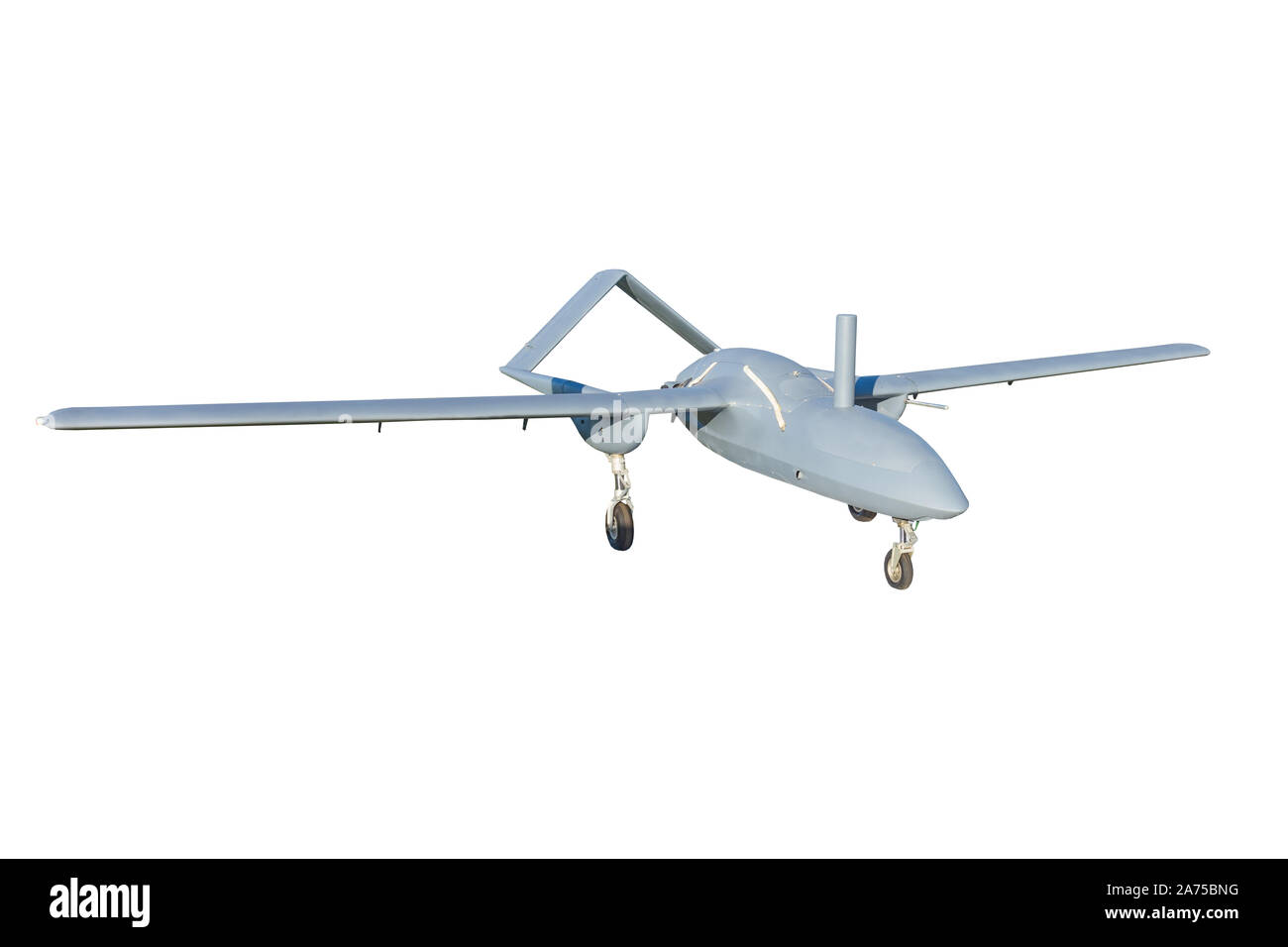 Drone drone de combat militaire isolé sur fond blanc Banque D'Images