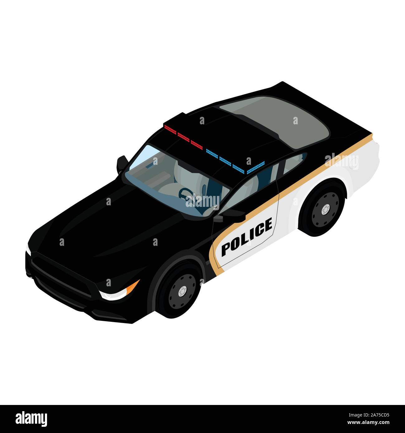 Voiture de police vue isométrique isolé sur fond blanc. Patrouille de ...