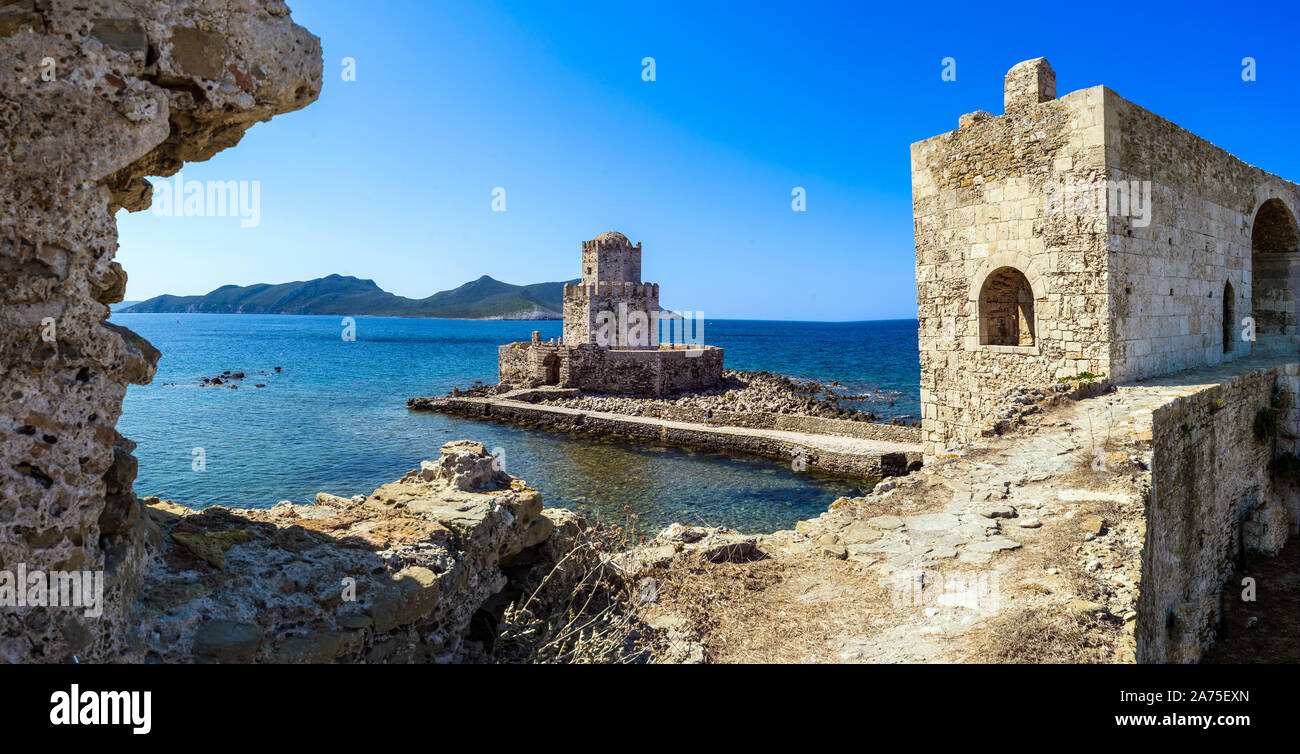 Photographie du château de Methoni, un arhcaeological site, monument de l'héritage grec dans le Péloponnèse. Banque D'Images
