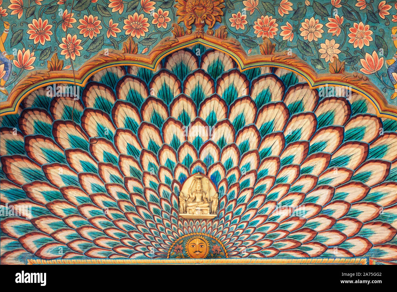 L'Inde, Rajasthan, Jaipur, City Palace, Lotus Gate Banque D'Images