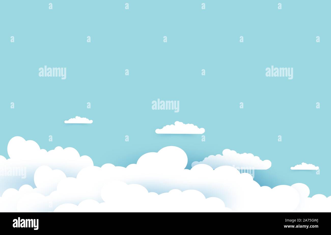 Beaux nuages sur fond de ciel bleu pastel. La conception de fond douce et de qualité en EPS10 vector illustration. Illustration de Vecteur