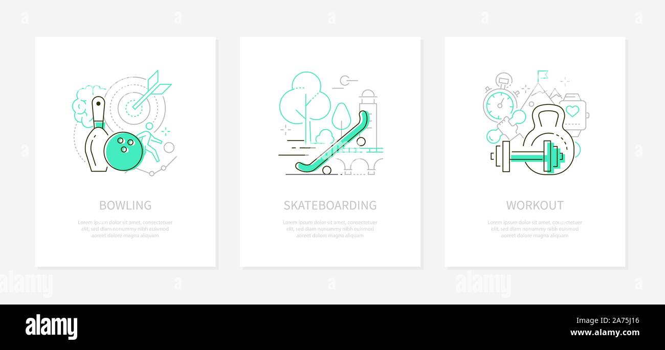 Sport et vie active - ligne style design bannières Illustration de Vecteur
