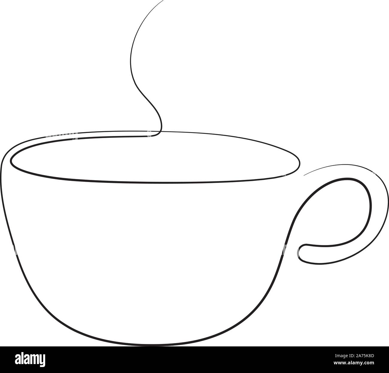 Tasse de ligne continue. Une ligne tasse de thé. Vector illustration. Illustration de Vecteur