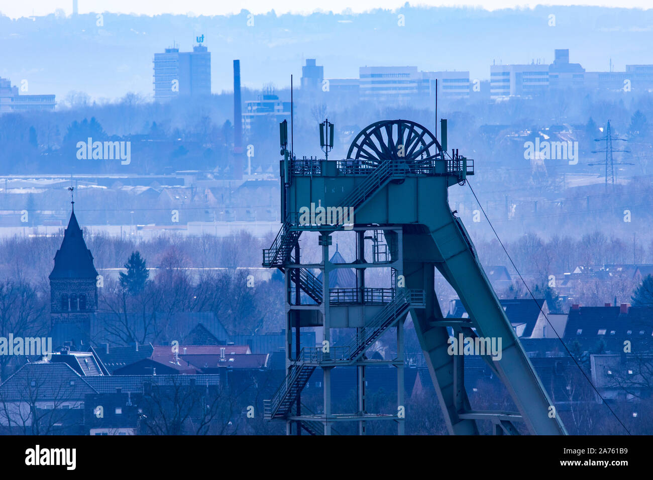 Cadre de la mine la mine de Hansa à Dortmund, aujourd'hui d'une zone industrielle, Banque D'Images