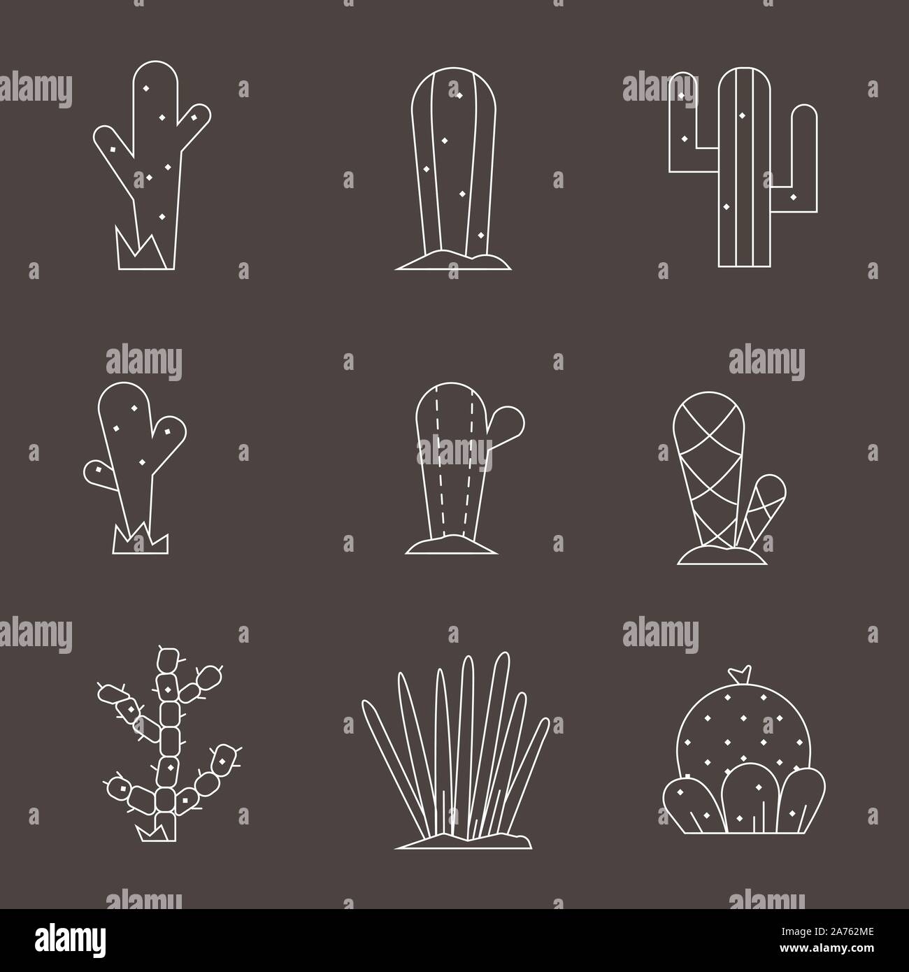 Icon Set Cactus.Vector collection de plantes exotiques. Illustration de Vecteur