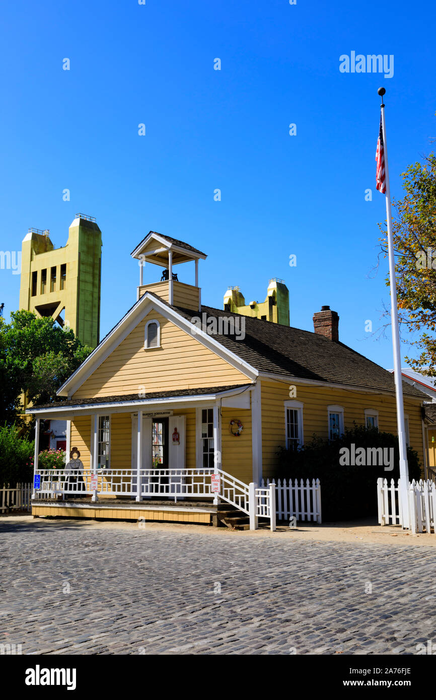 The old schoolhouse museum, Old Town, Sacramento, capitale de l'État de Californie, États-Unis d'Amérique. Banque D'Images
