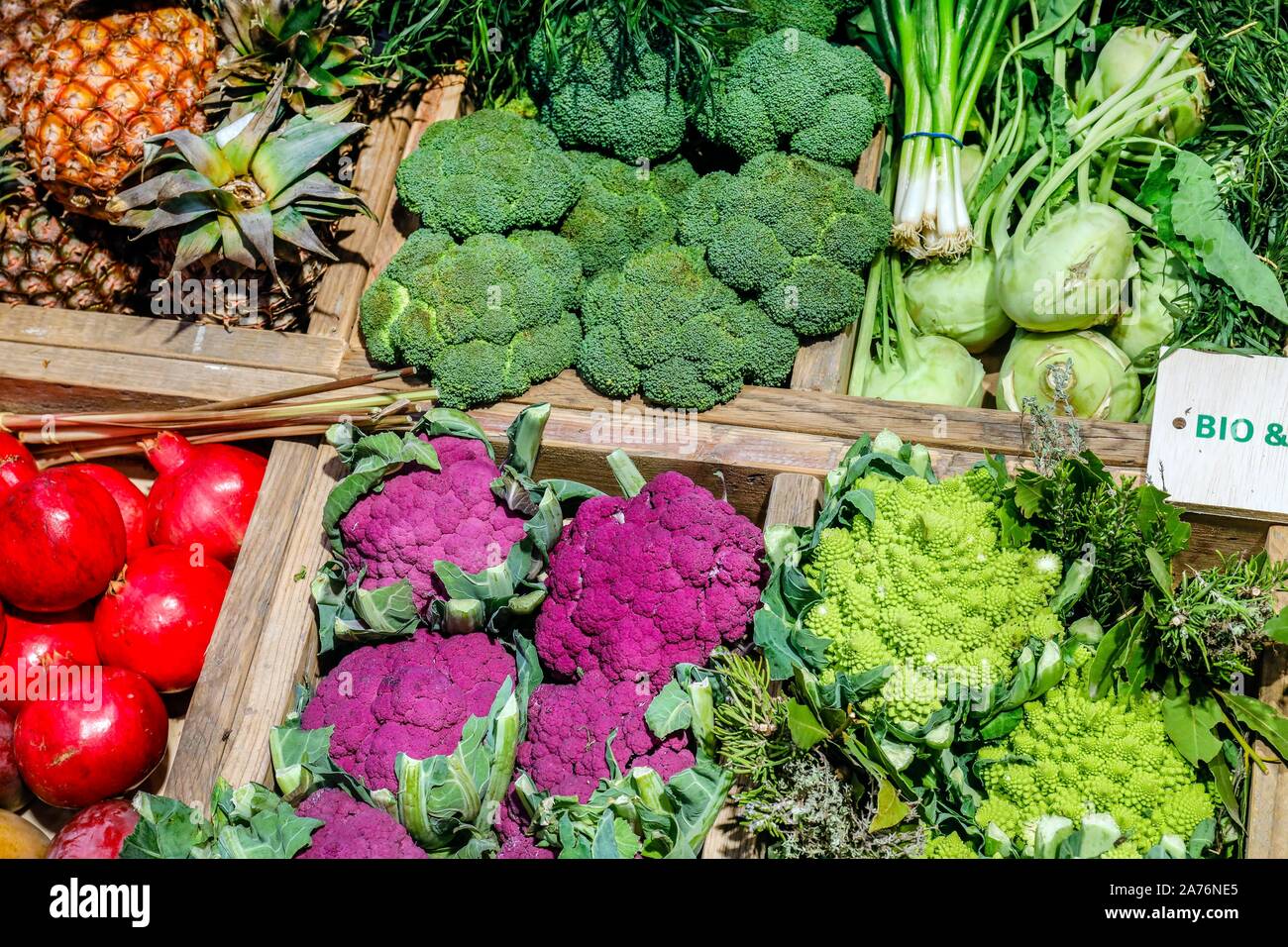 Des légumes bio sur le marché biologique, ANUGA food fair, Cologne, Rhénanie du Nord-Westphalie, Allemagne Banque D'Images
