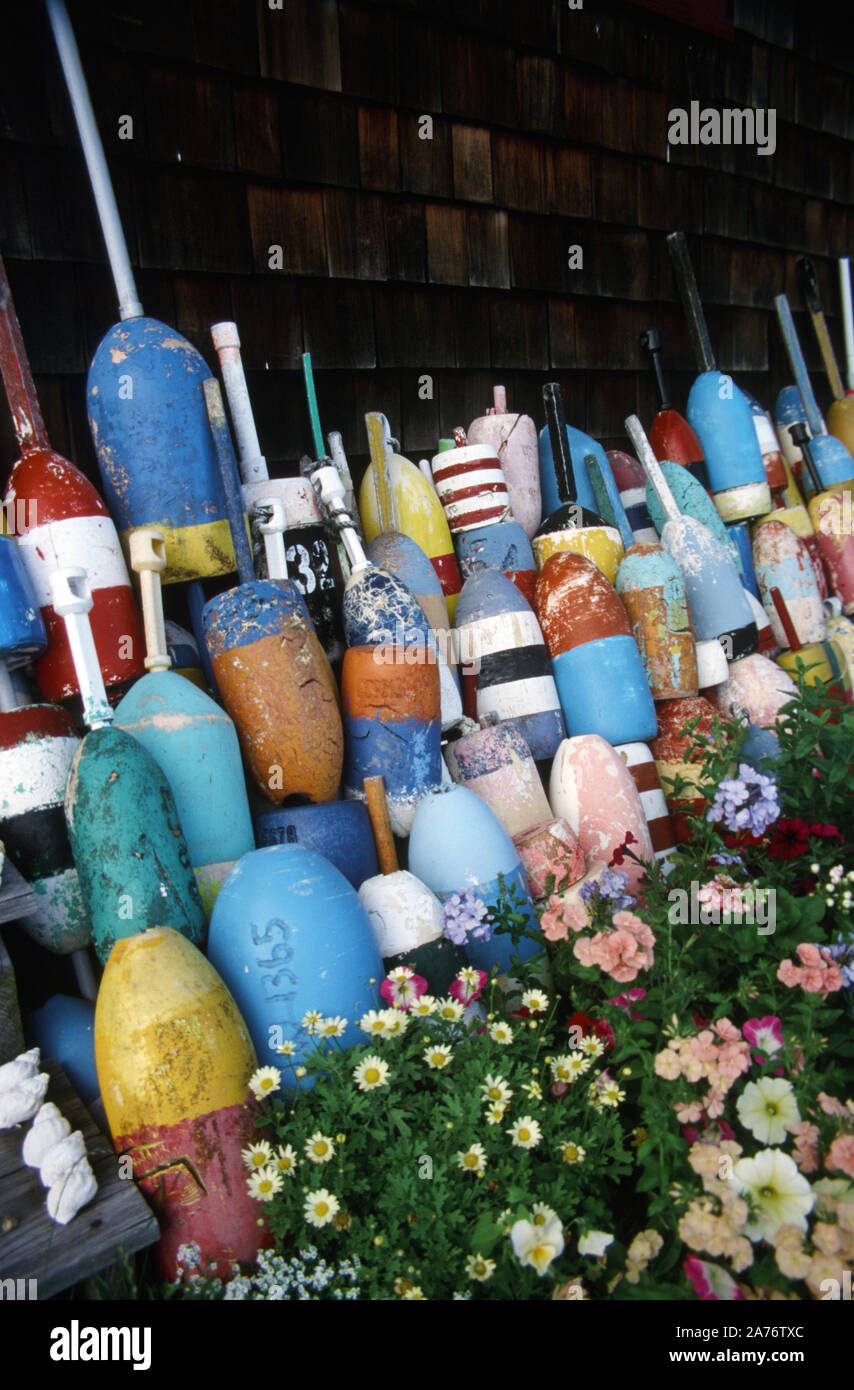 Les bouées du homard de la Nouvelle-Angleterre - Rockport, Massachusetts Banque D'Images