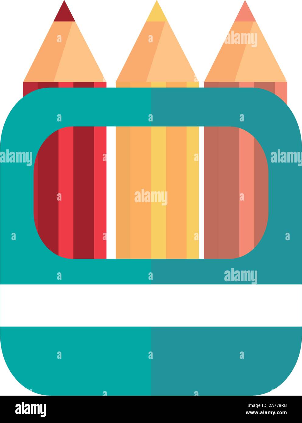 Boîte avec crayons de couleurs et de l'éducation scolaire icon vector illustration Illustration de Vecteur