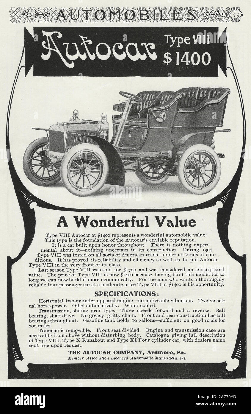 Publicité pour Autocar, vers 1905 Banque D'Images