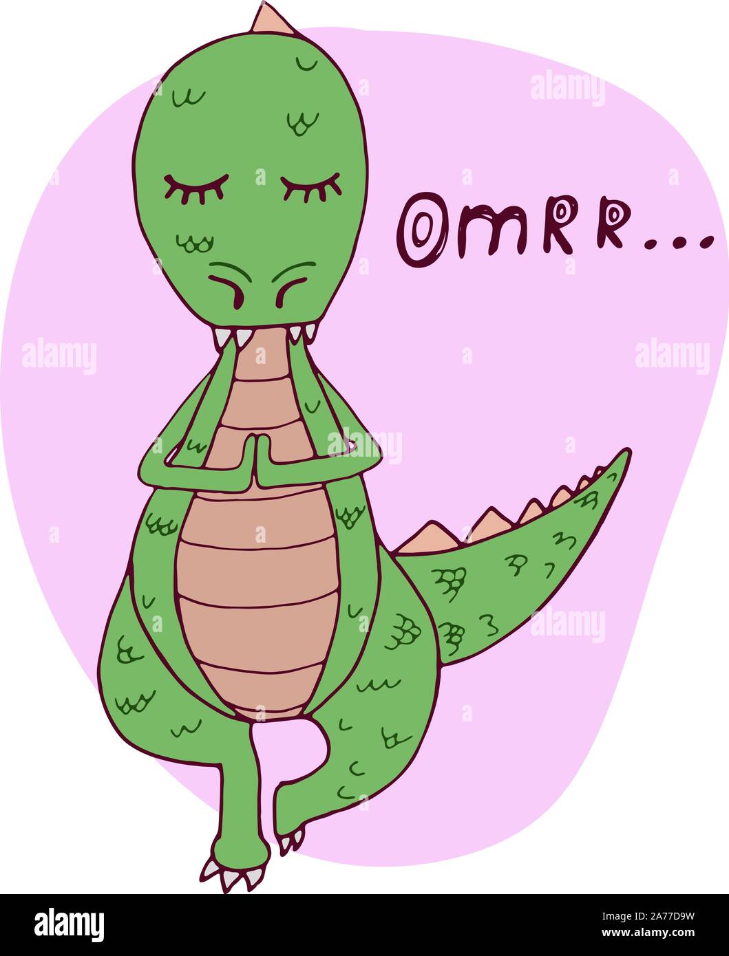 Dinosaure dans des asanas de yoga, hand drawn vector illustration Illustration de Vecteur