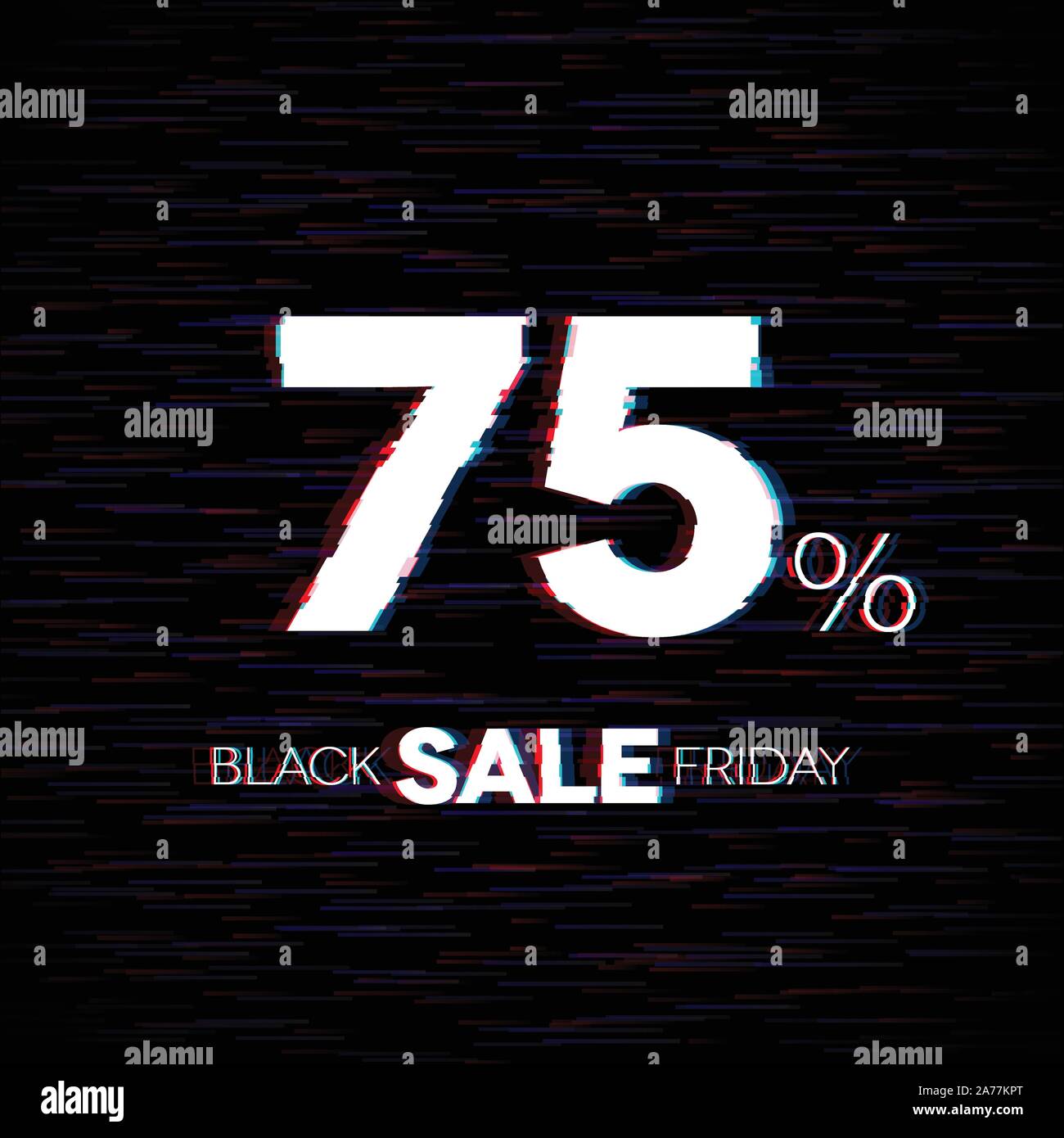Le vendredi noir vente badge avec effet glitch Illustration de Vecteur