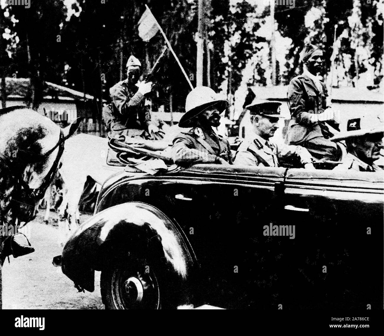 Le négus Haïlé Sélassié retourne à Addis Abeba après la défaite Italienne, l'Éthiopie, 1943 Banque D'Images