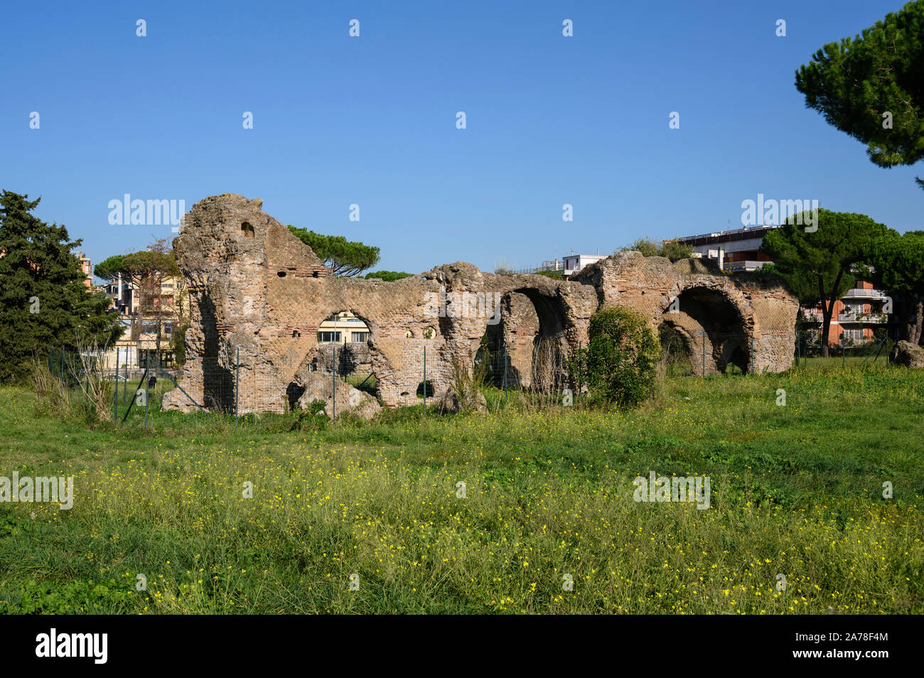 Rome. L'Italie. Parco degli Acquedotti, vestiges de l'ancienne villa romaine delle Vignacce. Banque D'Images