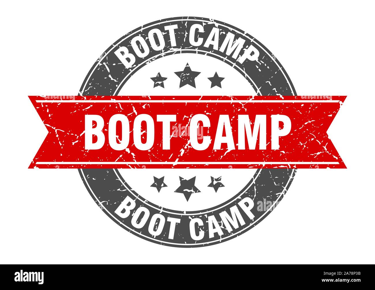 Timbre rond boot camp avec boot camp d'un ruban rouge. Illustration de Vecteur