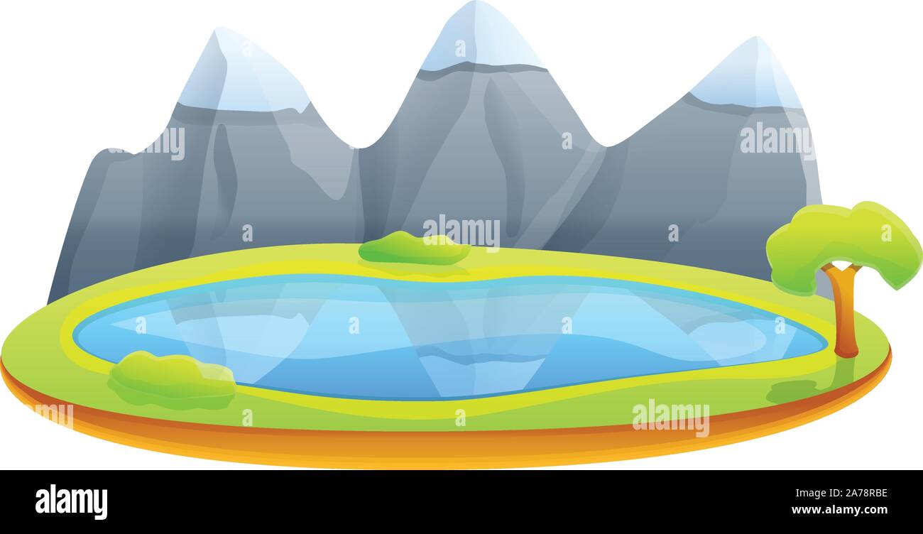 Lac de montagne d'été. Caricature de lac de montagne d'été icône vecteur pour la conception web isolé sur fond blanc Illustration de Vecteur