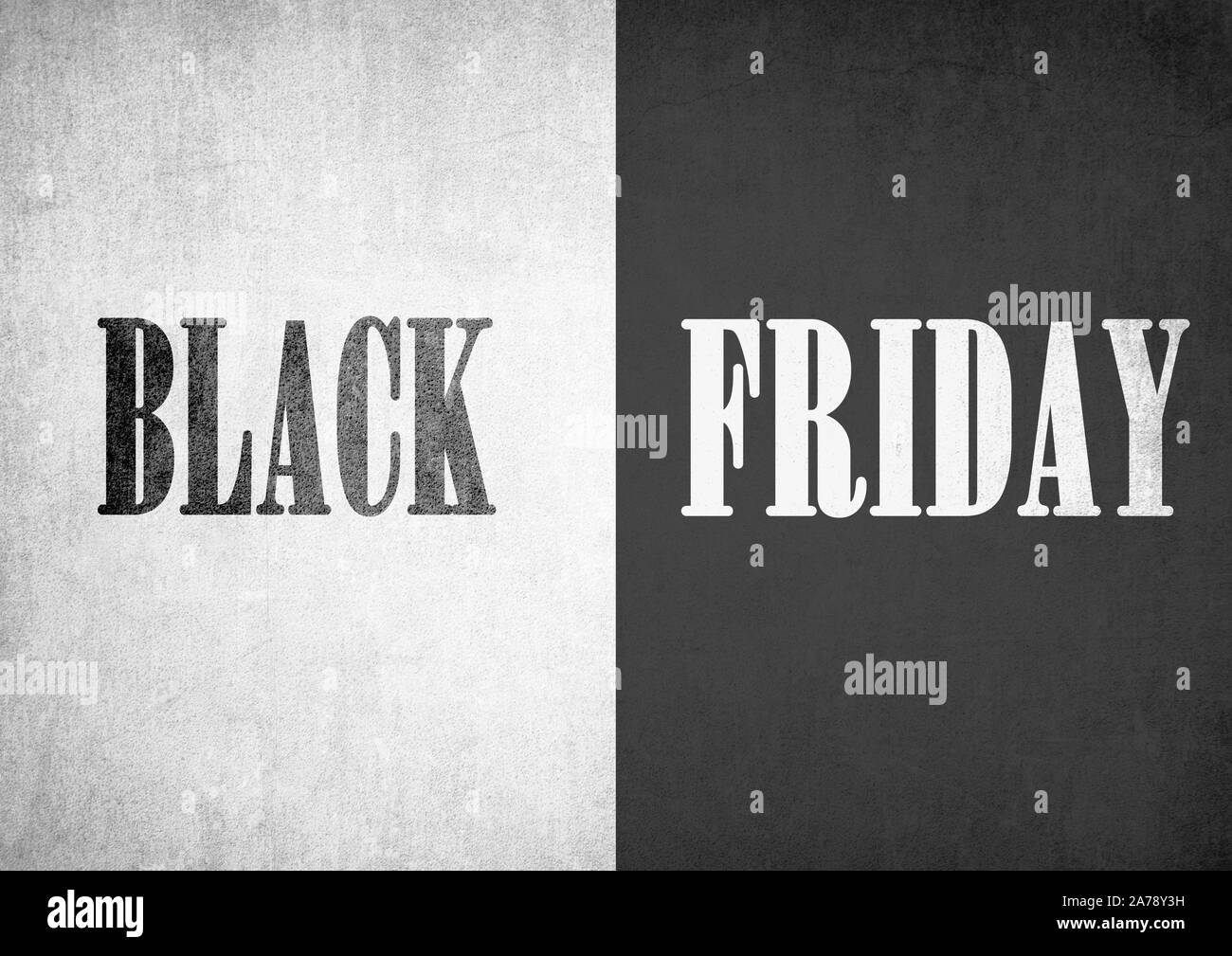 Le Black Friday shopping vente illustration, shopping concept avec des mots et noir vendredi sur symétrique grunge fond noir et blanc Banque D'Images