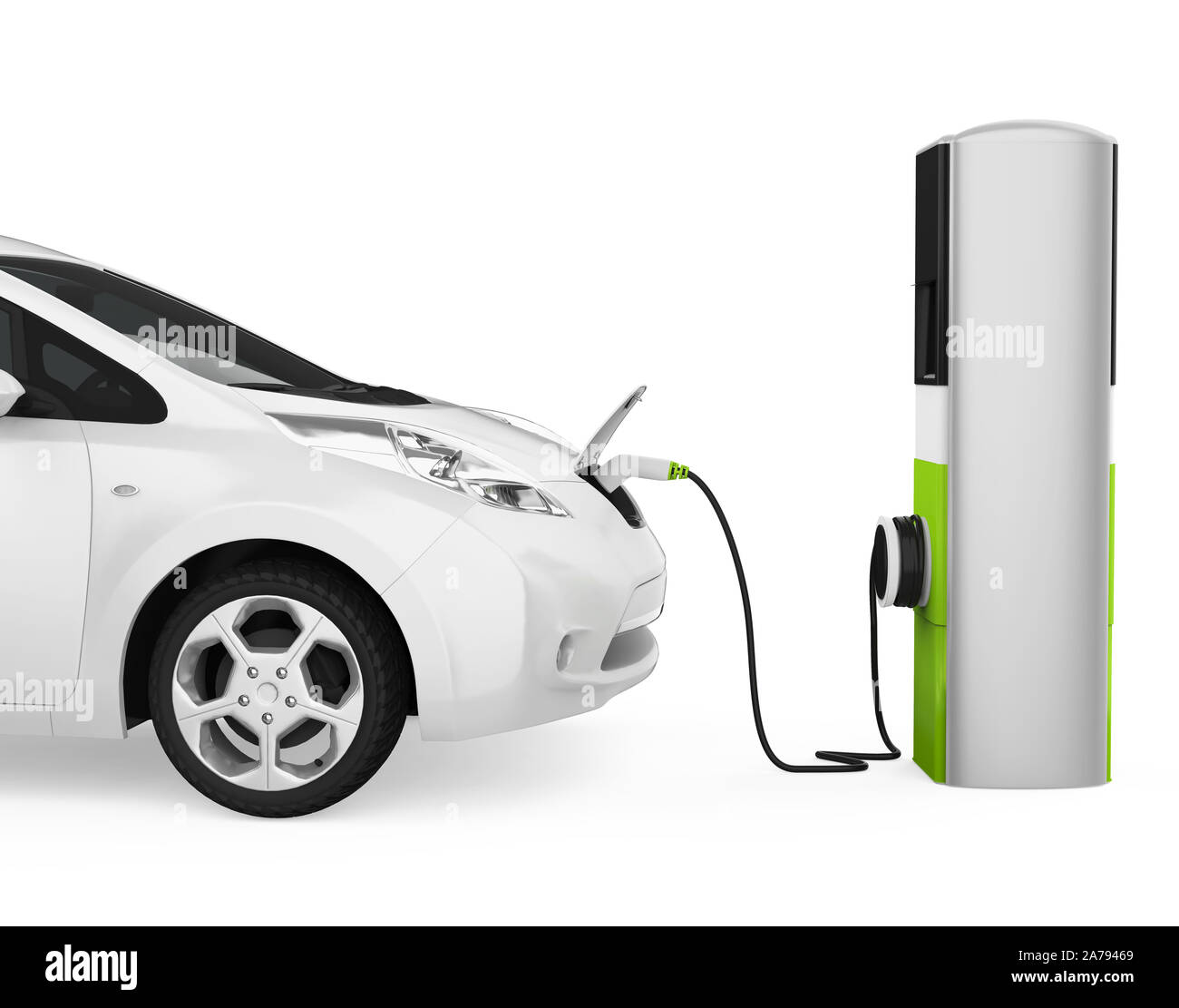 En voiture électrique isolé de la station de charge Banque D'Images