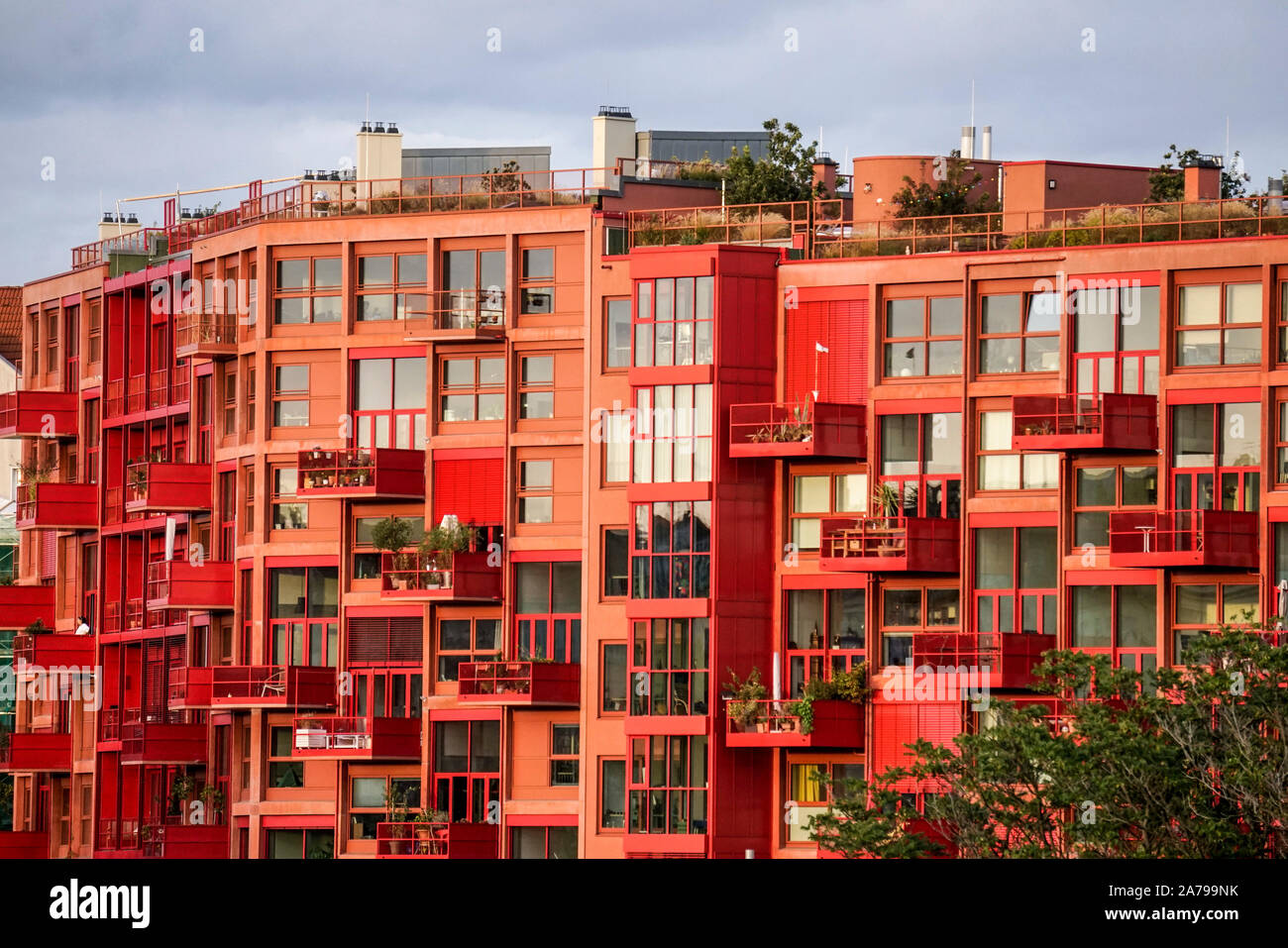 Appartement rouge 'complexe suis Lokdepot' , ancien dépôt ferroviaire, Kreuzberg , Berlin Banque D'Images