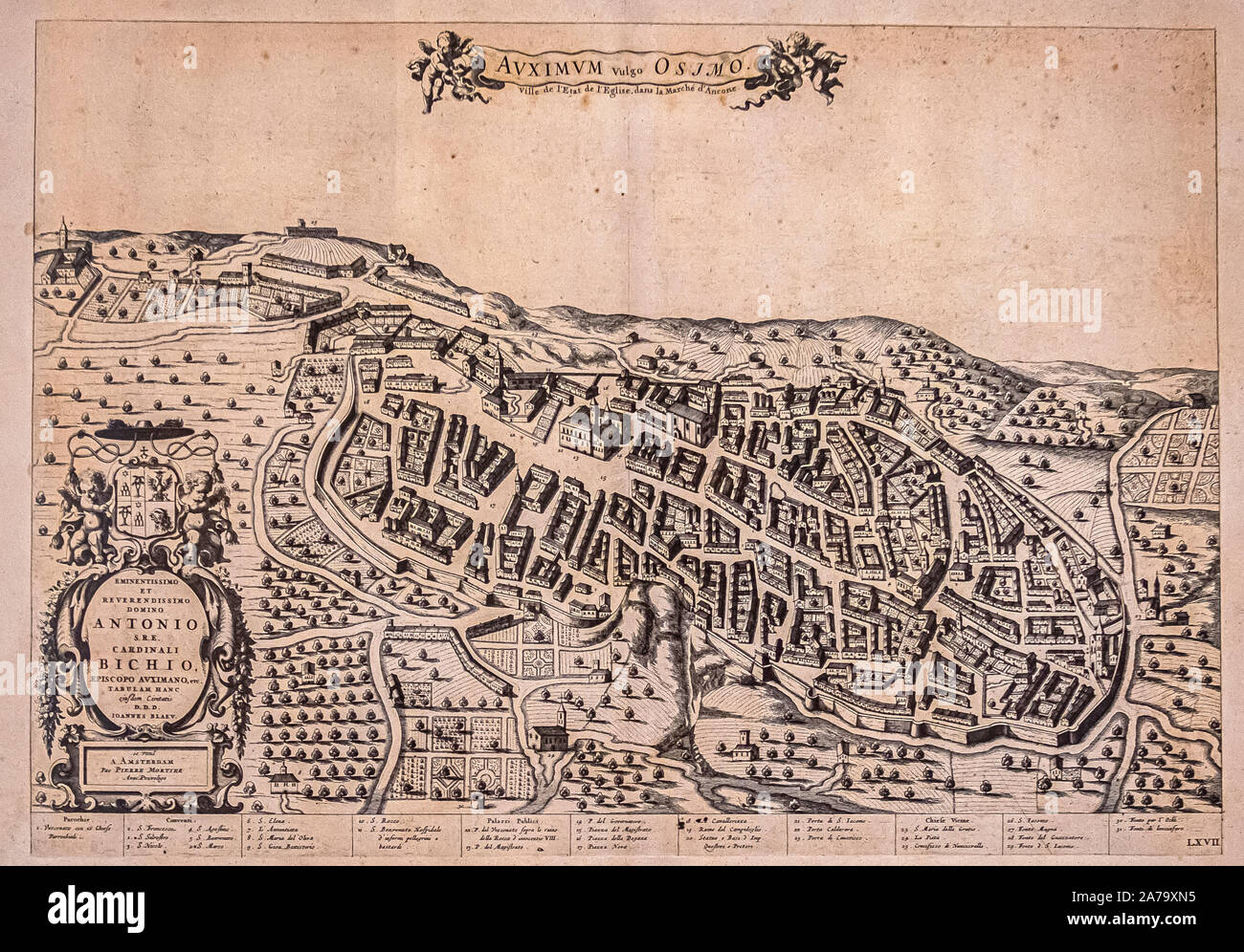 Italia Marche Osimo Antica mappa | Italie Marche Osimo carte ancienne Banque D'Images