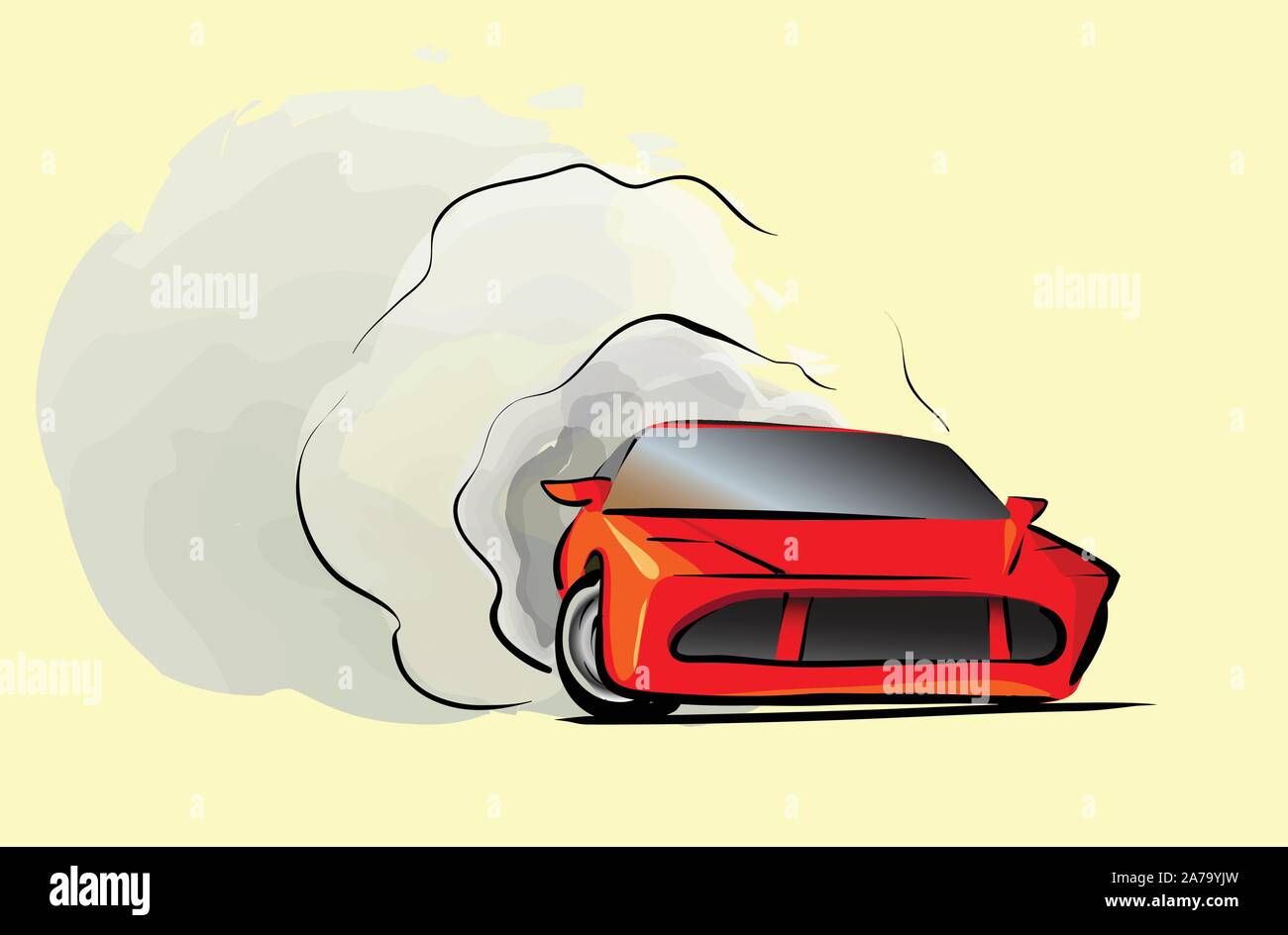 Dessin animé voiture sport rouge dérive d'entraînement rapide Illustration de Vecteur