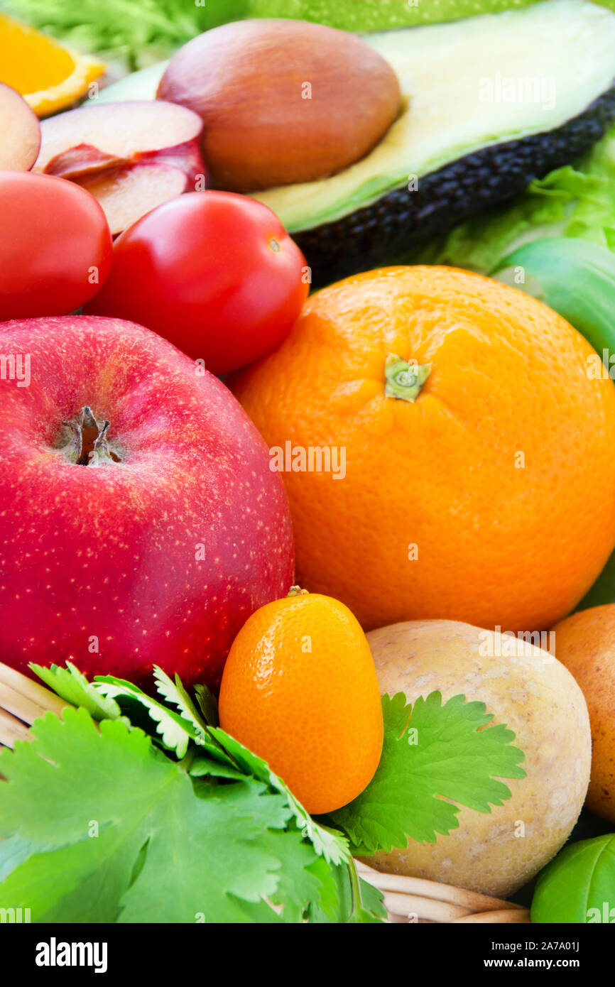 Fruits et légumes close up contexte Banque D'Images